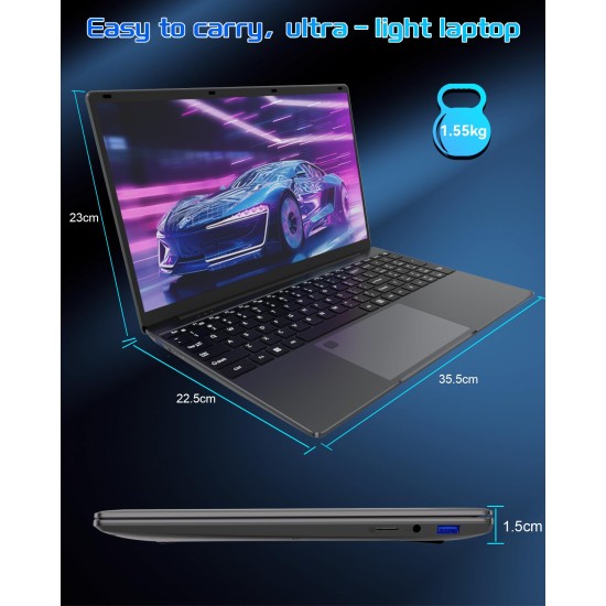 15.6 inch Laptop Computer,16GB RAM LPDDR4 512GB SDD Portable Laptop Computer Cerelon N5095 Processor FHD 1920 * 1080 Laptop PC with Touch ID, WiFi5, BT4.2, USB 3.0