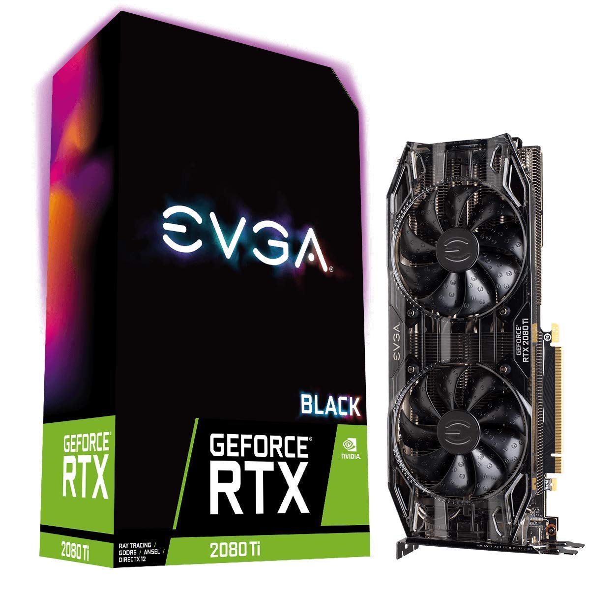EVGA GeForce RTX 2080 Ti Black Edition Gaming, 11GB GDDR6, Dual HDB Fans  and RGB LED Graphics Card 11G-P4-2281-KR (Renewed)