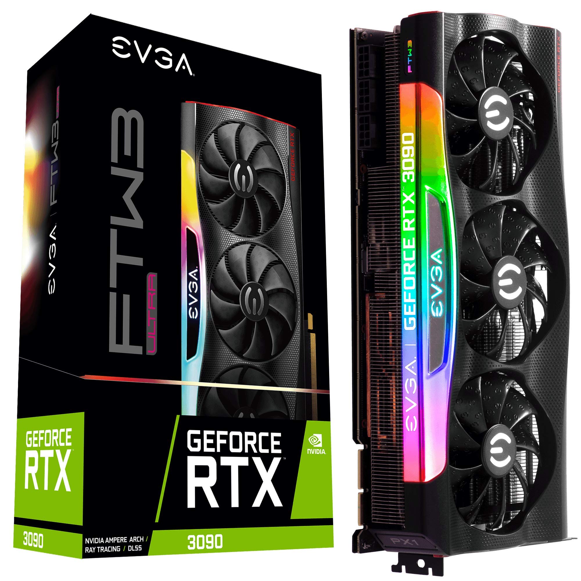 EVGA GeForce RTX 3090 FTW3 Ultra Gaming, 24GB GDDR6X, iCX3 Technology, ARGB  LED, Metal Backplate, 24G-P5-3987-KR