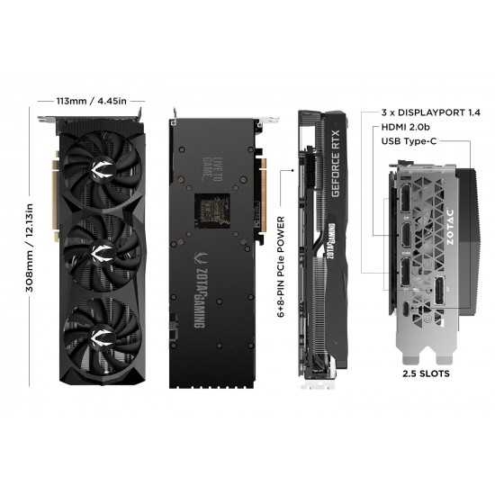 ZOTAC GAMING GeForce RTX 2070 AMP 8GB GDDR6 RGB LED Metal Wrap Backplate
