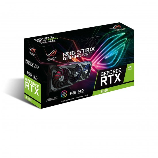 ASUS ROG Strix NVIDIA GeForce RTX 3090 OC Edition Gaming Graphics Card (PCIe 4.0, 24GB GDDR6X, HDMI 2.1, DisplayPort 1.4a, Axial-tech Fan Design, 2.9-Slot, Super Alloy Power II, GPU Tweak II)
