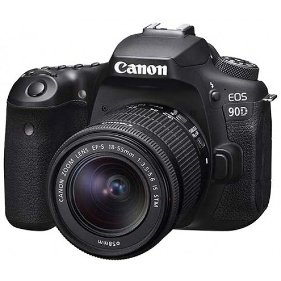 Canon EOS 90D Digital SLR Camera Body with Canon EF-S 18-55mm f/3.5-5.6 is STM Lens 3 Lens DSLR Kit Bundled with Complete Accessory Bundle + 64GB + Flash + Case/Bag and More - International Model