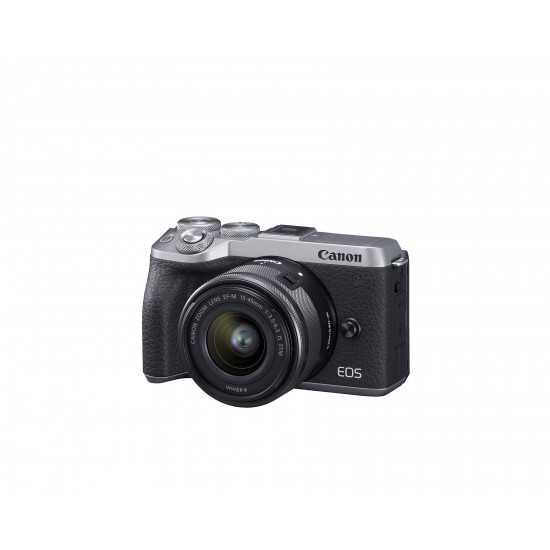 Canon EOS M6 Mark II Mirrorless Digital Compact Camera + EF-M 15-45mm F/3.5-6.3 IS STM + EVF Kit, Silver