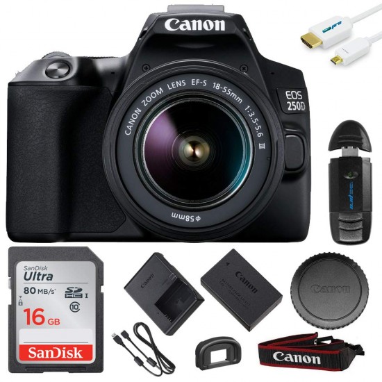 EOS 250D DSLR Camera with EF-S 18-55mm Lens - 16GB Expo Basic Accessories Kit