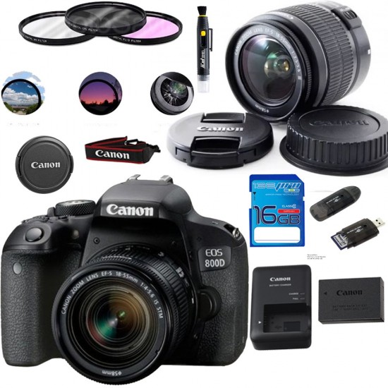 EOS 800D Digital SLR Camera with 18-55 is STM Lens Black - Deal-Expo Essential Accessories Bundle