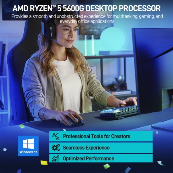 LXZ Desktop PC Computer AMD Ryzen 5 5600GT 6 core 3.9GHz, 16G DDR4 RAM, 512G NVME SSD, Tower Computer for Home and Office (Black) LXZ Desktop PC Computer AMD Ryzen 5 5600GT 6 core 3.9GHz, 16G DDR4 RAM, 512G NVME SSD, Tower Computer for Home and Office (Black)